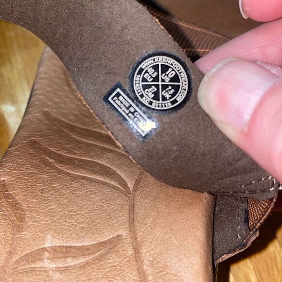 Keen Skyline Wedge Sandals Brown Leather Ankle Straps size 10 - Picture 7 of 9